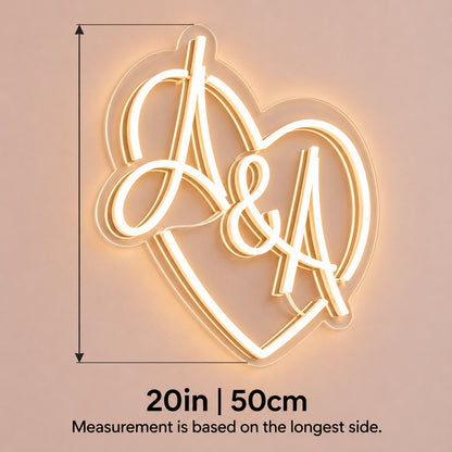 A And A LED Neon Sign - size guide