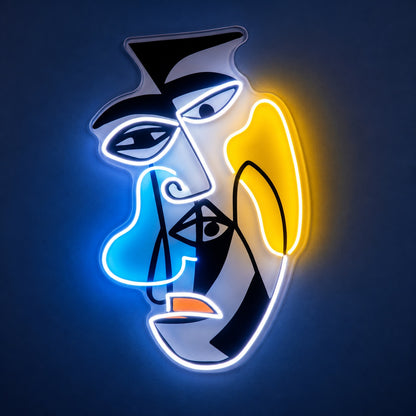Abstract Cubist Face LED Neon Sign - product hero