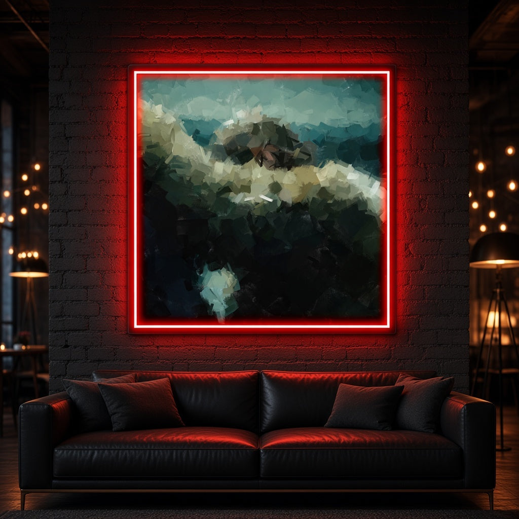 Abstract Mountain Landscape Art LED Neon Sign - advertising view