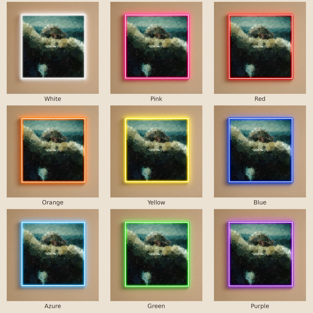 Abstract Mountain Landscape Art LED Neon Sign - nine-color grid