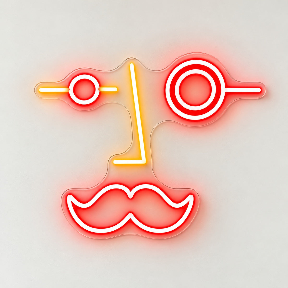 Abstract Mustache Face LED Neon Sign - natural light view