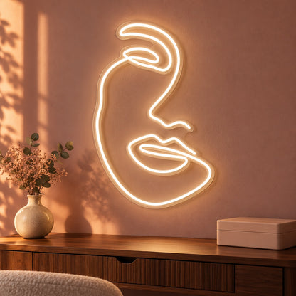 Abstract Woman Face LED Neon Sign - advertising view