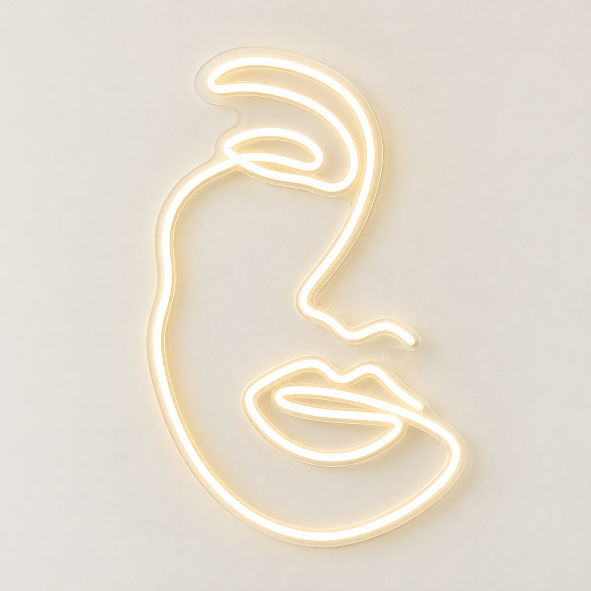 Abstract Woman Face LED Neon Sign - natural light view