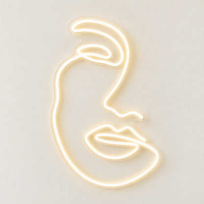 Abstract Woman Face LED Neon Sign - natural light view