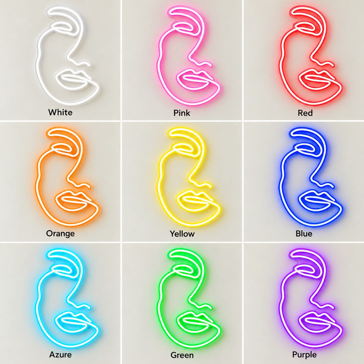 Abstract Woman Face LED Neon Sign - nine-color grid
