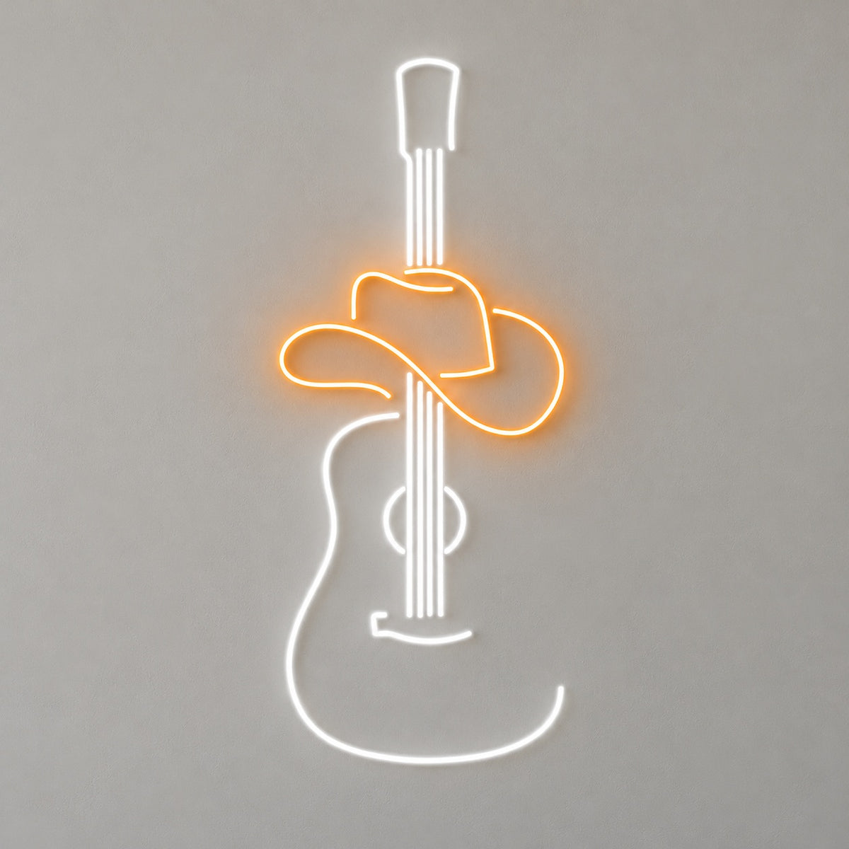 Acoustic Guitar with Cowboy Hat LED Neon Sign - natural light view