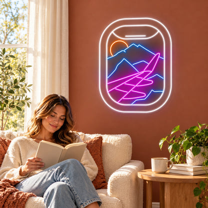 Airplane Window Mountain View LED Neon Sign - lifestyle view