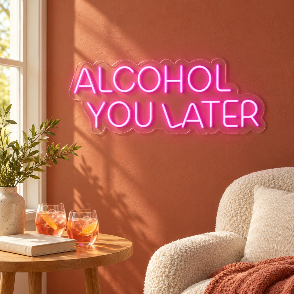 Alcohol You Later LED Neon Sign - lifestyle view
