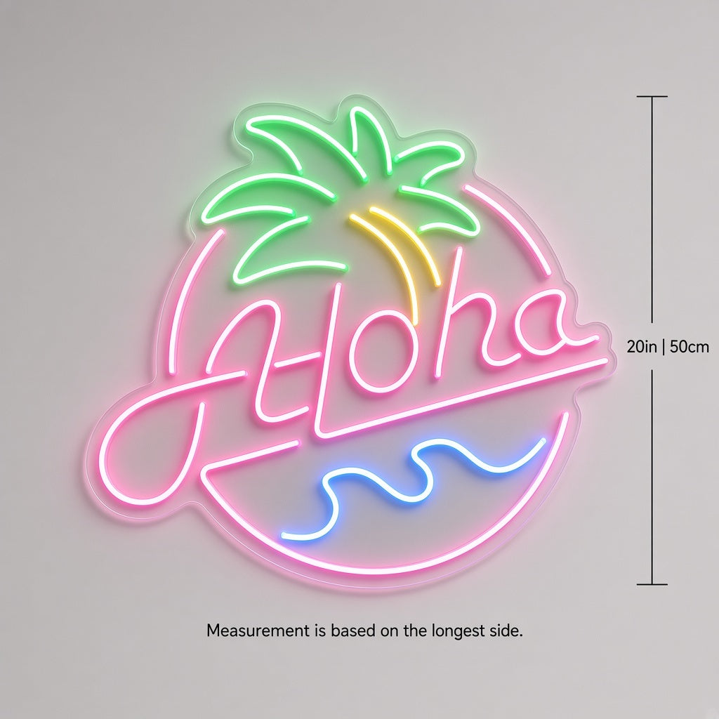 Aloha LED Neon Sign - size guide