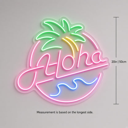 Aloha LED Neon Sign - size guide