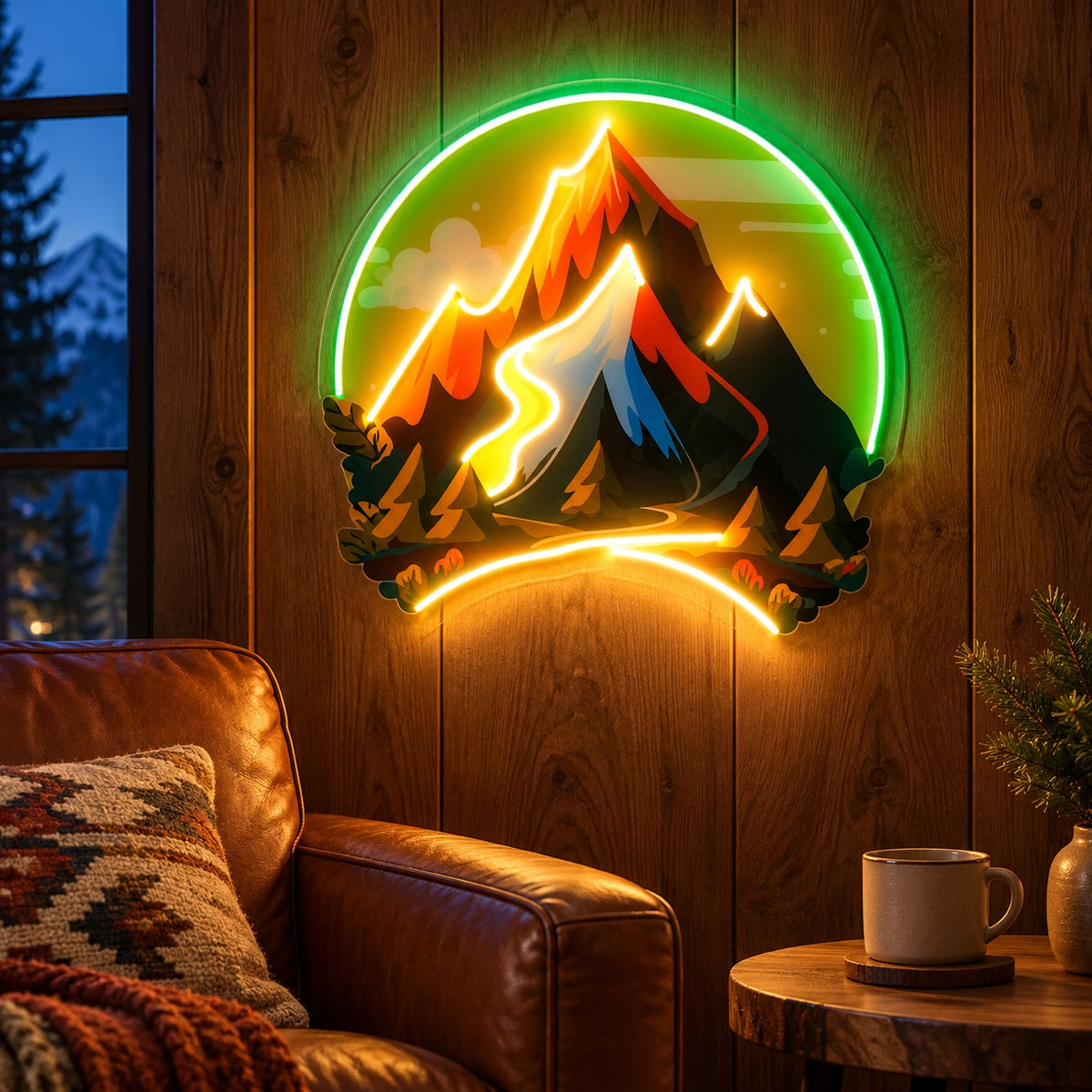 Alpine Mountain Forest LED Neon Sign - advertising view