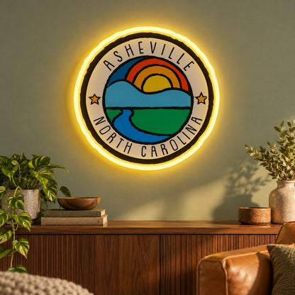 Asheville Mountain River LED Neon Sign - advertising view