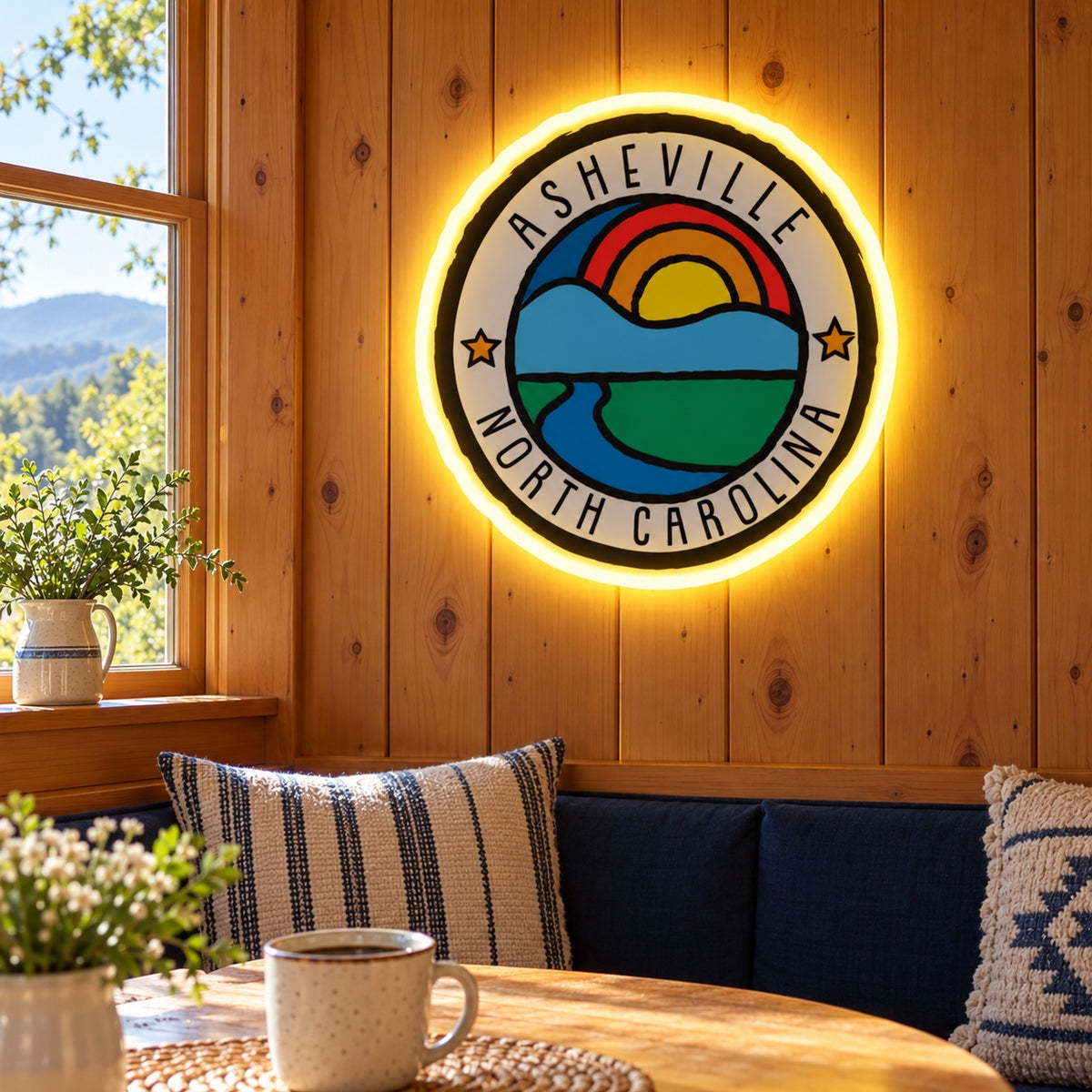 Asheville Mountain River LED Neon Sign - lifestyle view
