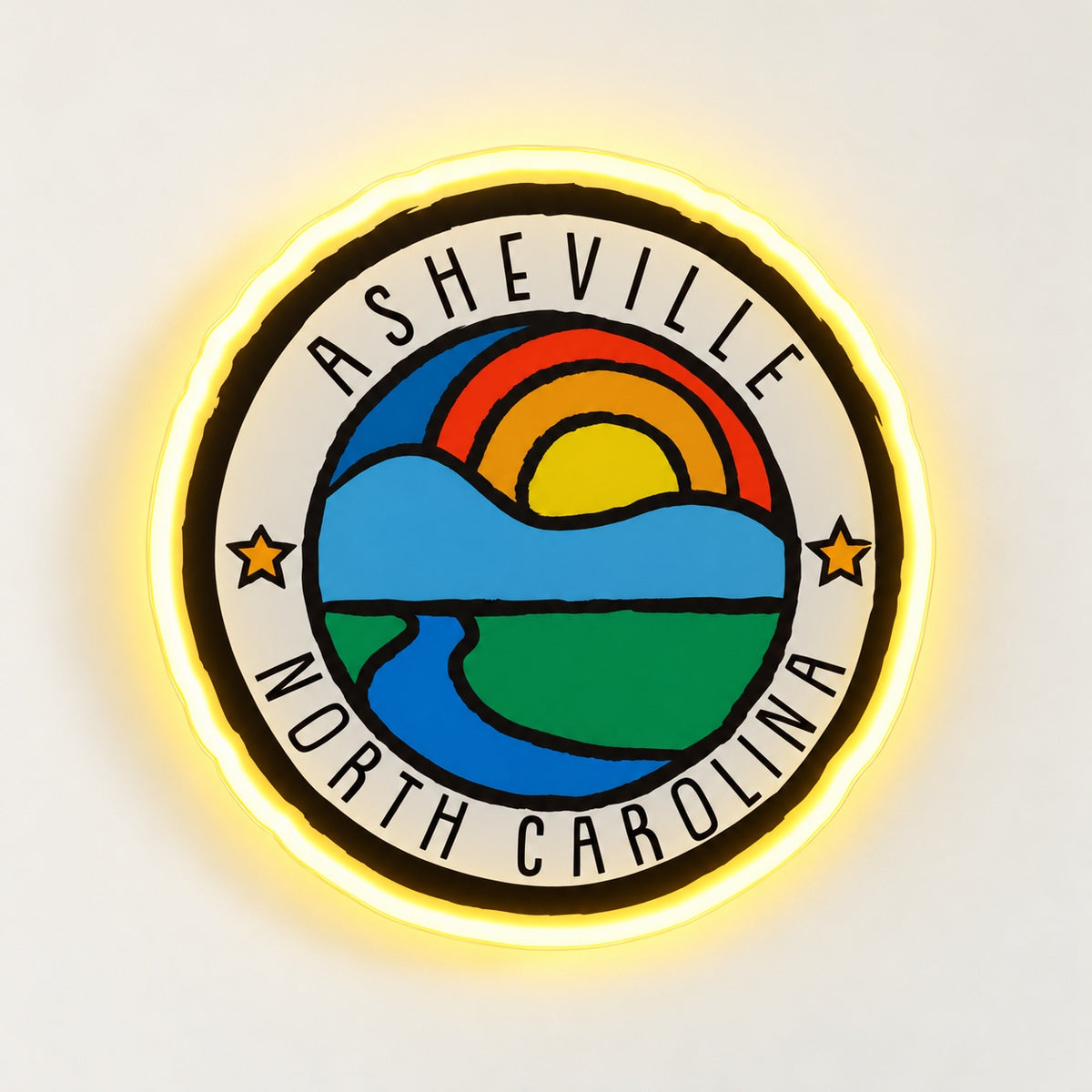 Asheville Mountain River LED Neon Sign - natural light view