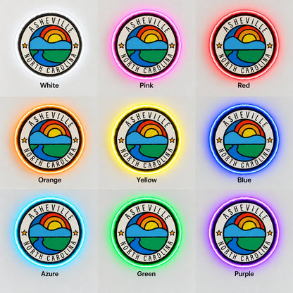 Asheville Mountain River LED Neon Sign - nine-color grid