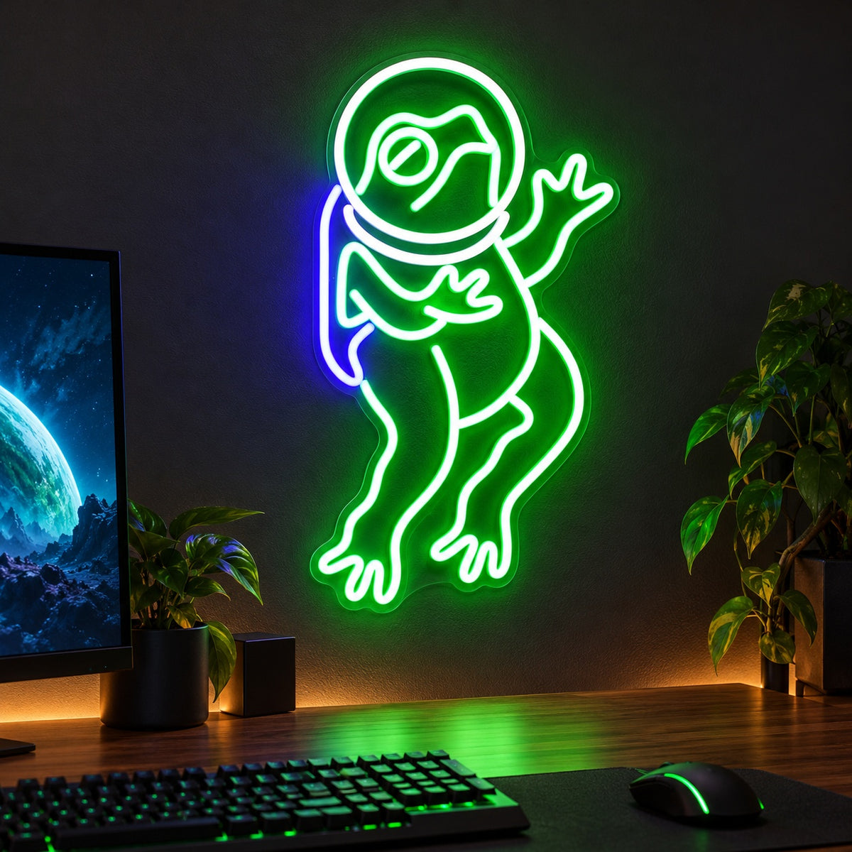Astronaut Frog LED Neon Sign - advertising view