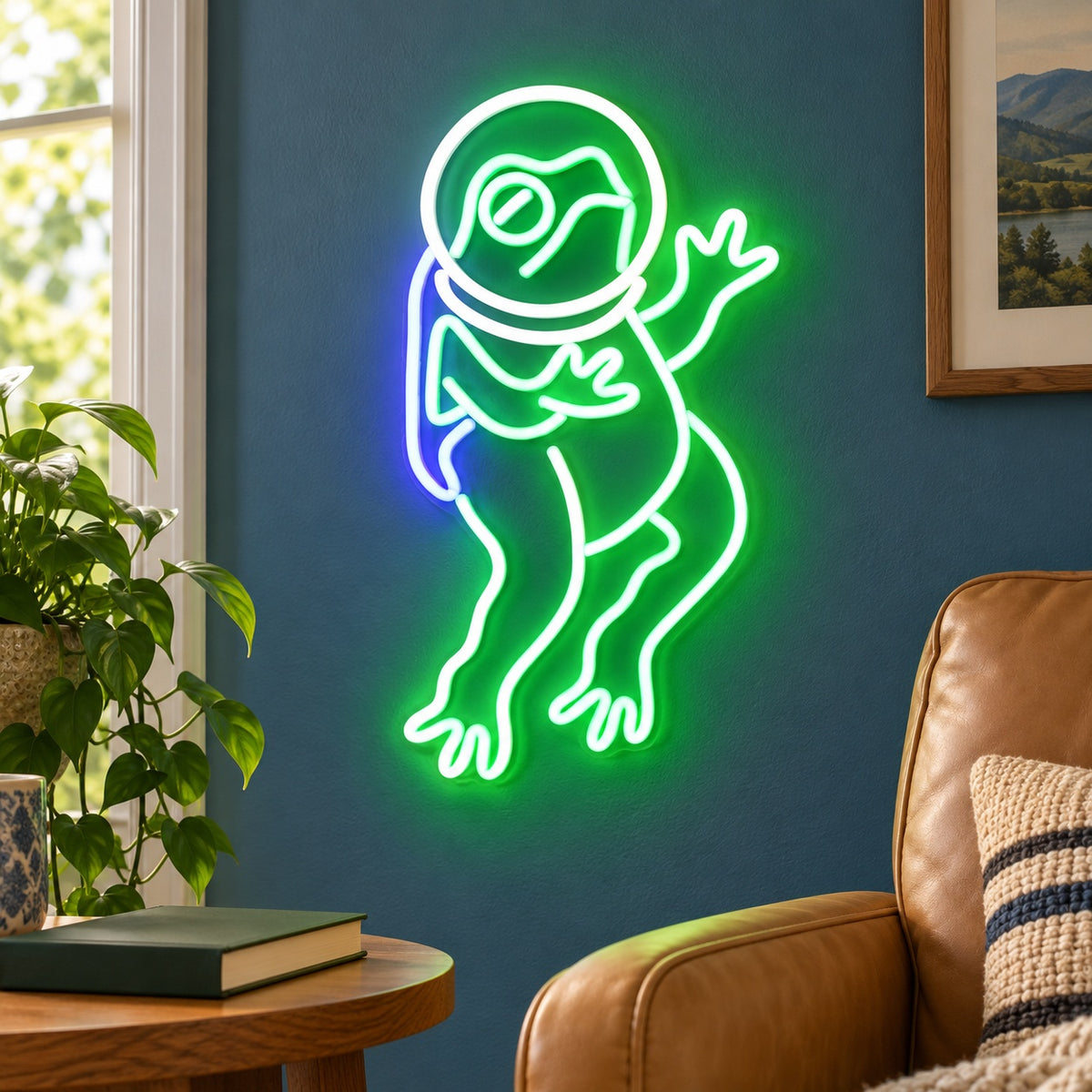 Astronaut Frog LED Neon Sign - lifestyle view