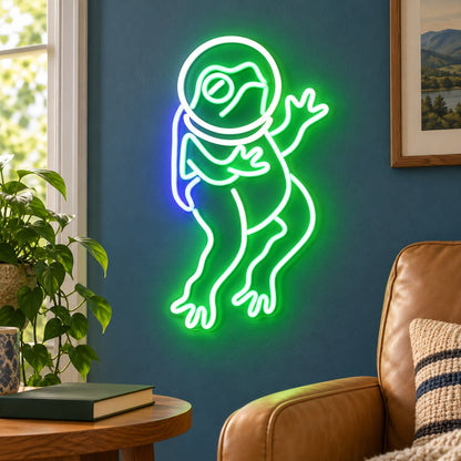 Astronaut Frog LED Neon Sign - lifestyle view