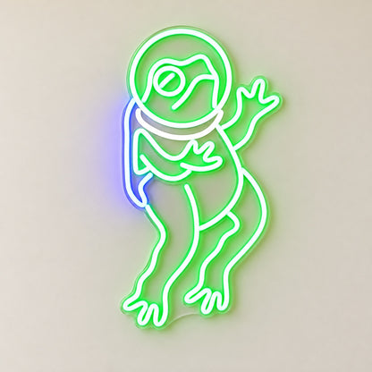 Astronaut Frog LED Neon Sign - natural light view
