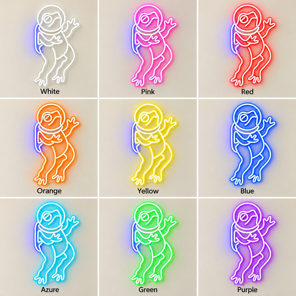 Astronaut Frog LED Neon Sign - nine-color grid