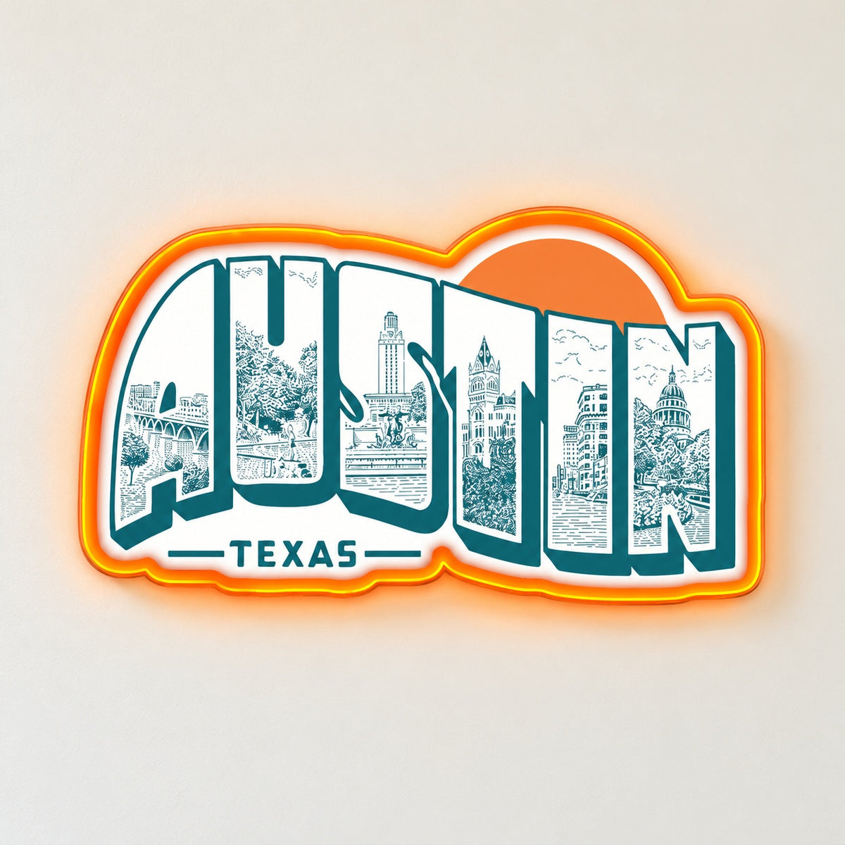 Austin Texas LED Neon Sign - natural light view