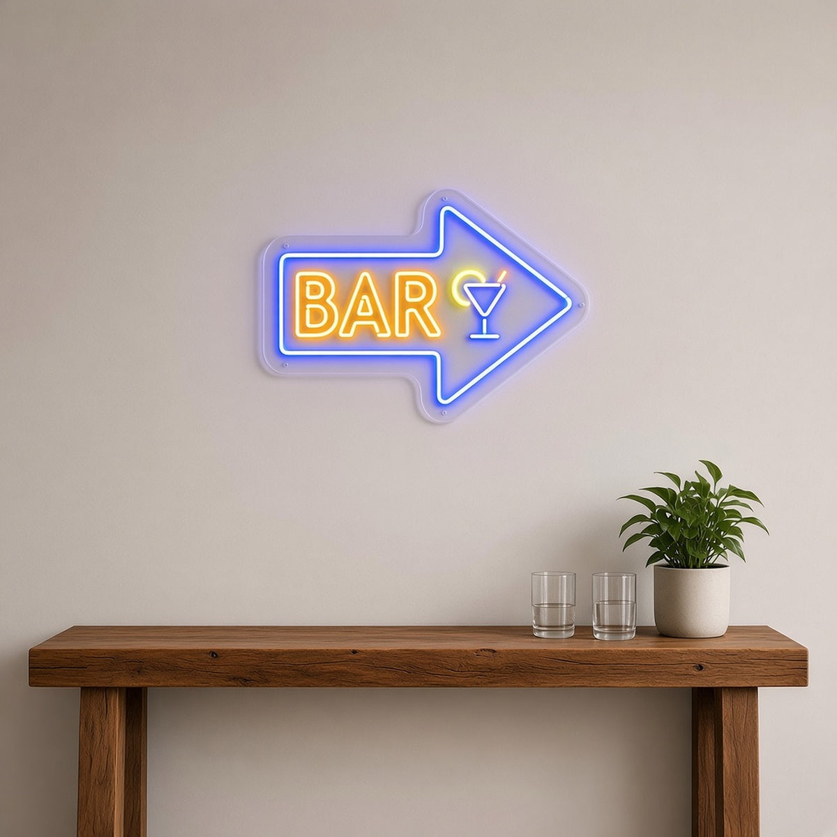 BAR Arrow Arrow Letters Martini Glass for Home Bar Pub LED Neon Sign - lifestyle view
