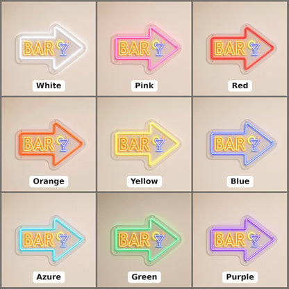 BAR Arrow Arrow Letters Martini Glass for Home Bar Pub LED Neon Sign - nine-color grid