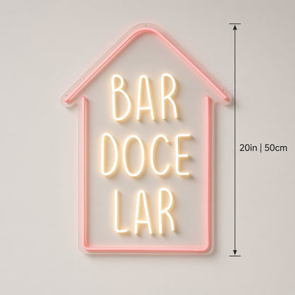 Bar Doce Lar LED Neon Sign - size guide