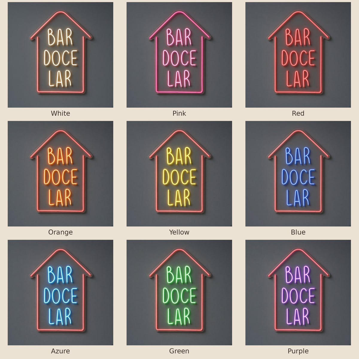 Bar Doce Lar LED Neon Sign - nine-color grid