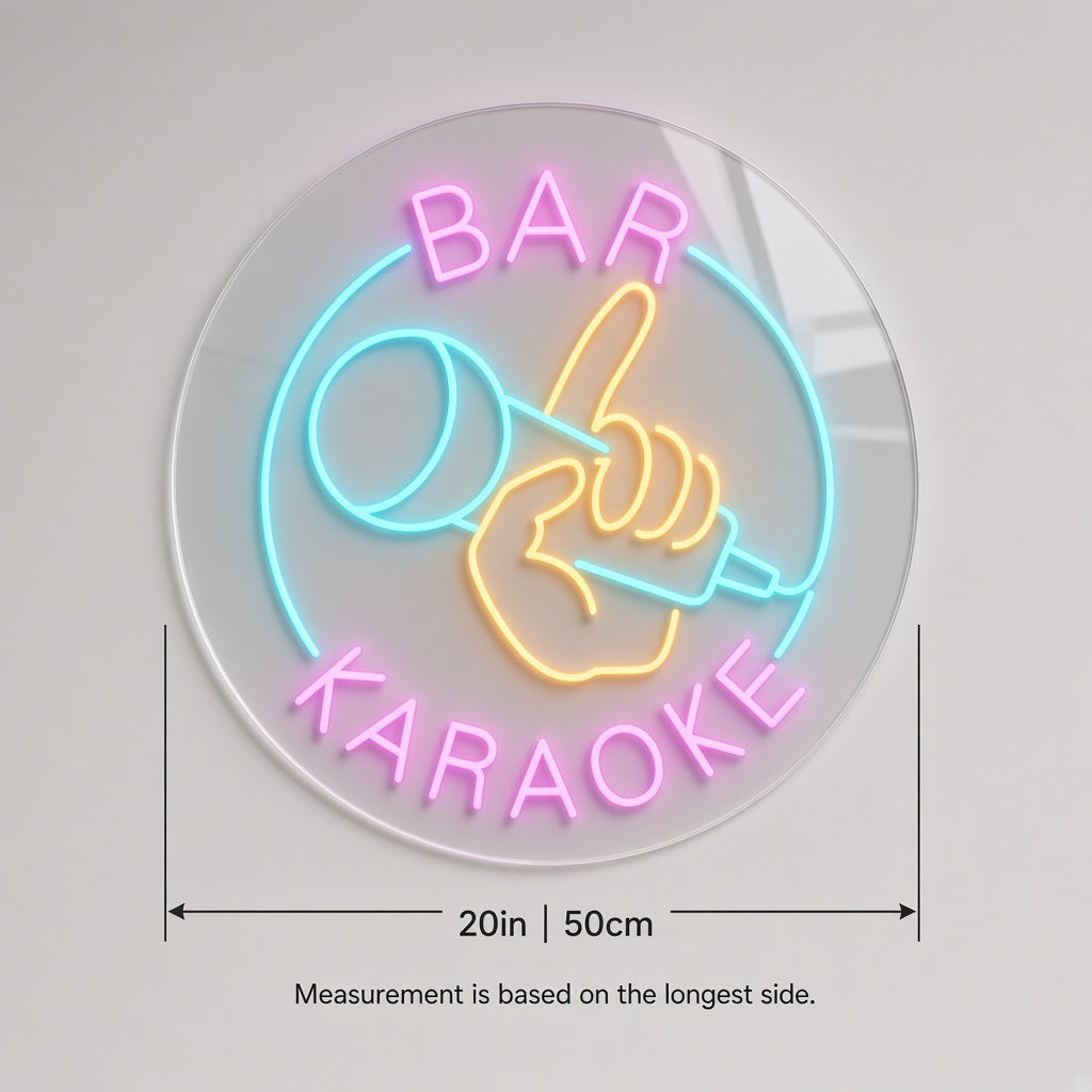 Bar Karaoke LED Neon Sign - size guide