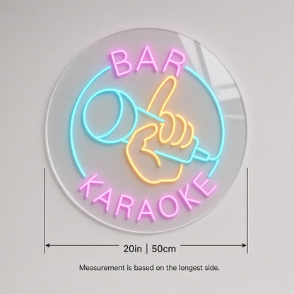Bar Karaoke LED Neon Sign - size guide