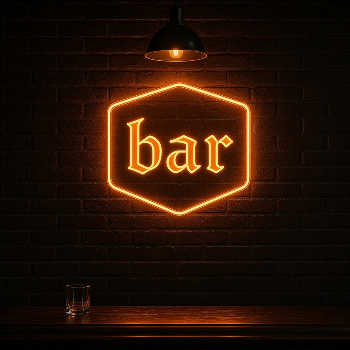 Bar Hexagon Lowercase Serif bar Light for Home Bar Pub Wall LED Neon Sign - advertising view