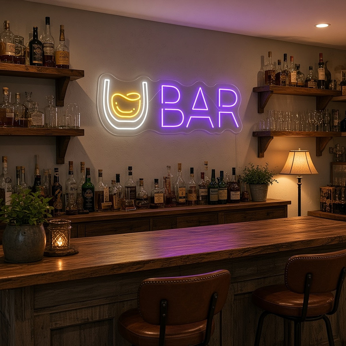 BAR Whiskey Glass Home Bar Wall Decor LED Neon Sign - lifestyle view