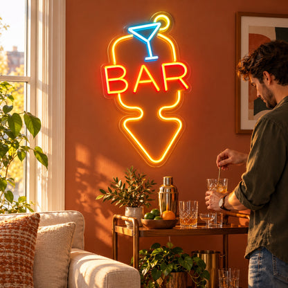 Bar Martini Glass Down Arrow LED Neon Sign - lifestyle view