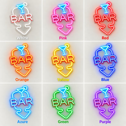 Bar Martini Glass Down Arrow LED Neon Sign - nine-color grid
