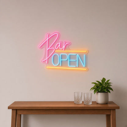 Bar Open Bar OPEN Lines for Pub Home Bar LED Neon Sign - lifestyle view