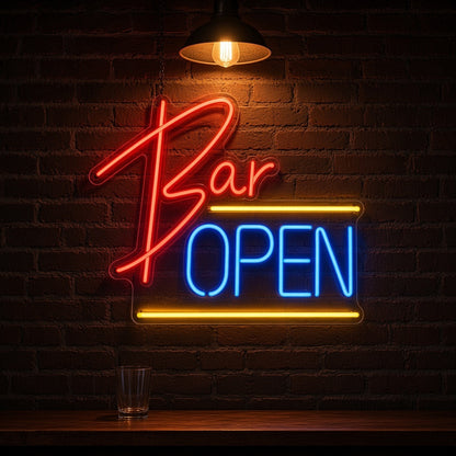 Bar Open Bar OPEN Lines for Pub Home Bar LED Neon Sign - advertising view