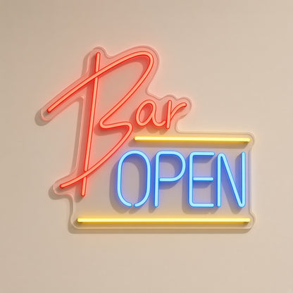 Bar Open Bar OPEN Lines for Pub Home Bar LED Neon Sign - natural light view