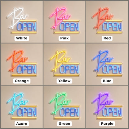 Bar Open Bar OPEN Lines for Pub Home Bar LED Neon Sign - nine-color grid