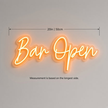 Bar Open LED Neon Sign - size guide