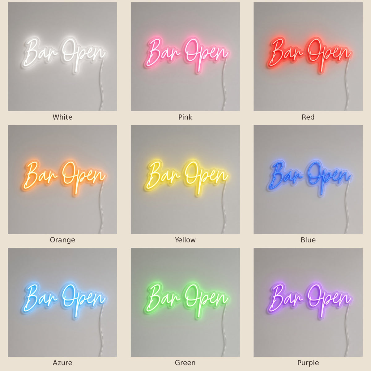 Bar Open LED Neon Sign - nine-color grid