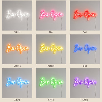 Bar Open LED Neon Sign - nine-color grid