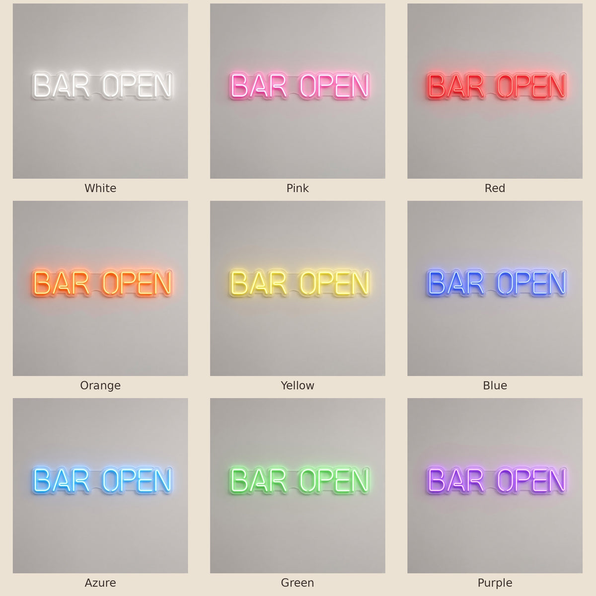 Bar Open Home Bar Decor LED Neon Sign - nine-color grid