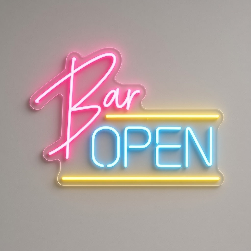 Bar Open Pub Decor LED Neon Sign - natural light view