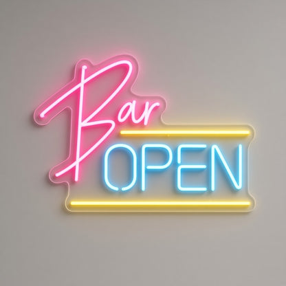 Bar Open Pub Decor LED Neon Sign - natural light view