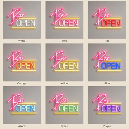 Bar Open Pub Decor LED Neon Sign - nine-color grid