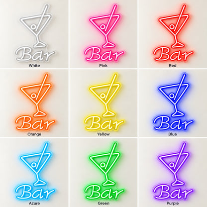 Bar Martini Glass LED Neon Sign - nine-color grid