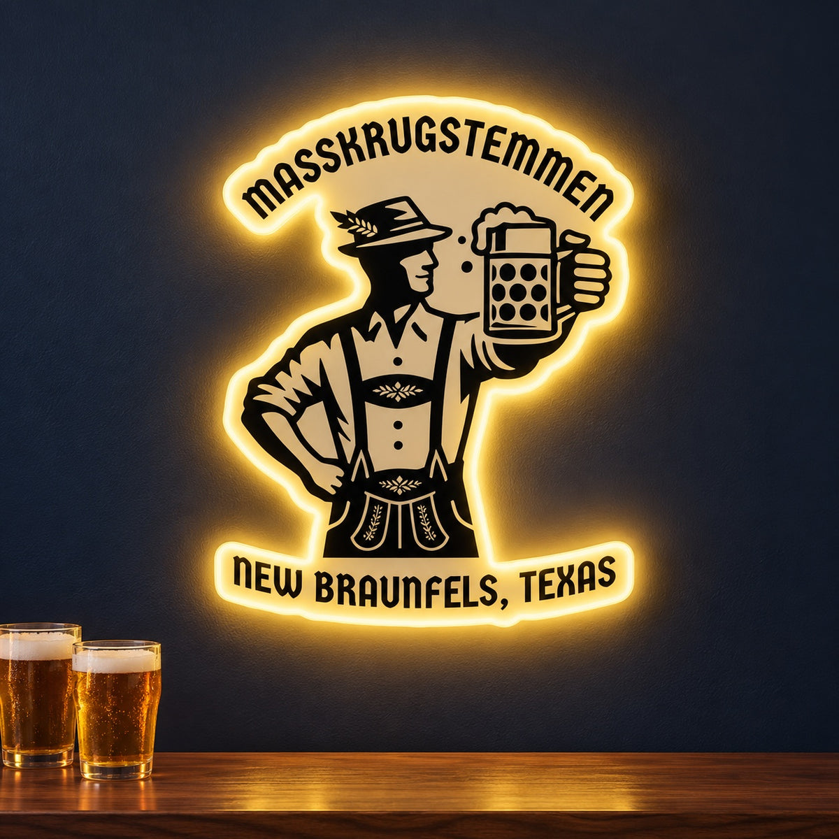 Bavarian Man Raising Beer LED Neon Sign - advertising view