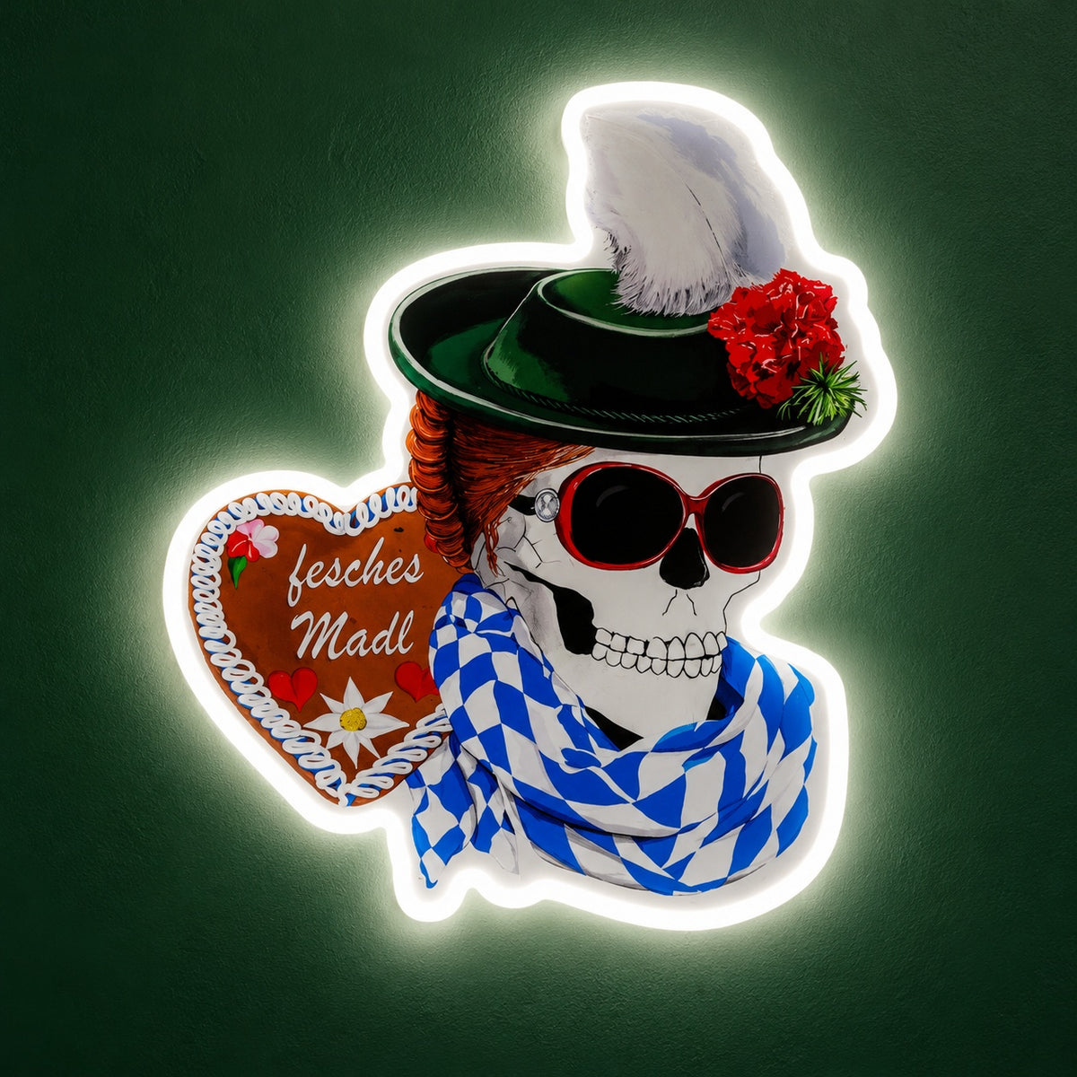 Bavarian Skull Girl LED Neon Sign - product hero