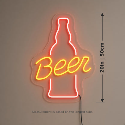 Beer Bottle Bottle Beer for Bar Pub Man Cave LED Neon Sign - size guide